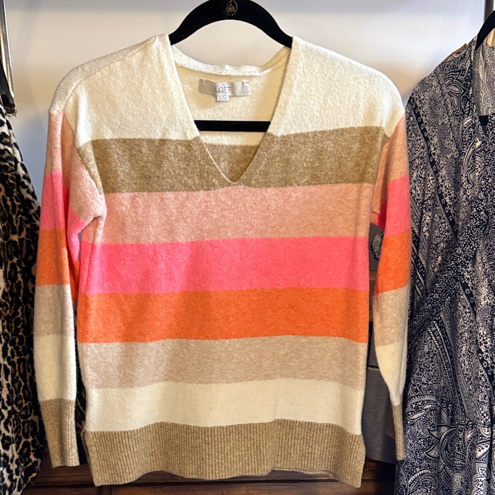 LOFT Multicolor V-Neck Sweater